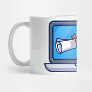 Scholarship, Laptop, Certificate And Money Cartoon Mug